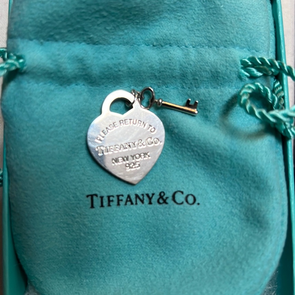 Tiffany heart tag and key pendant